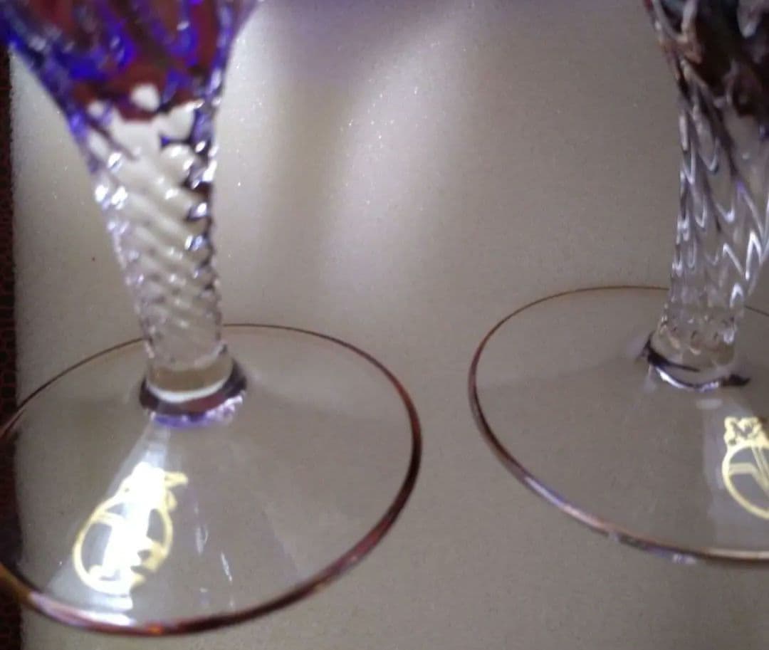 ベネチアングラス青赤2個セット ラグーナ・ムラノ・グラス