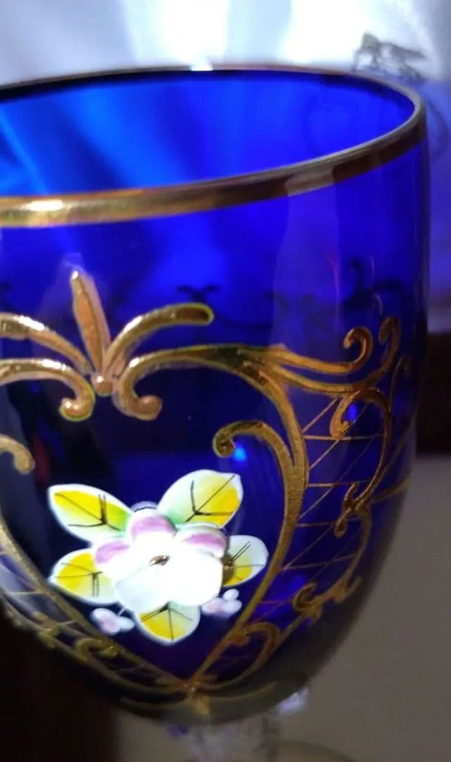 ベネチアングラス青赤2個セット ラグーナ・ムラノ・グラス