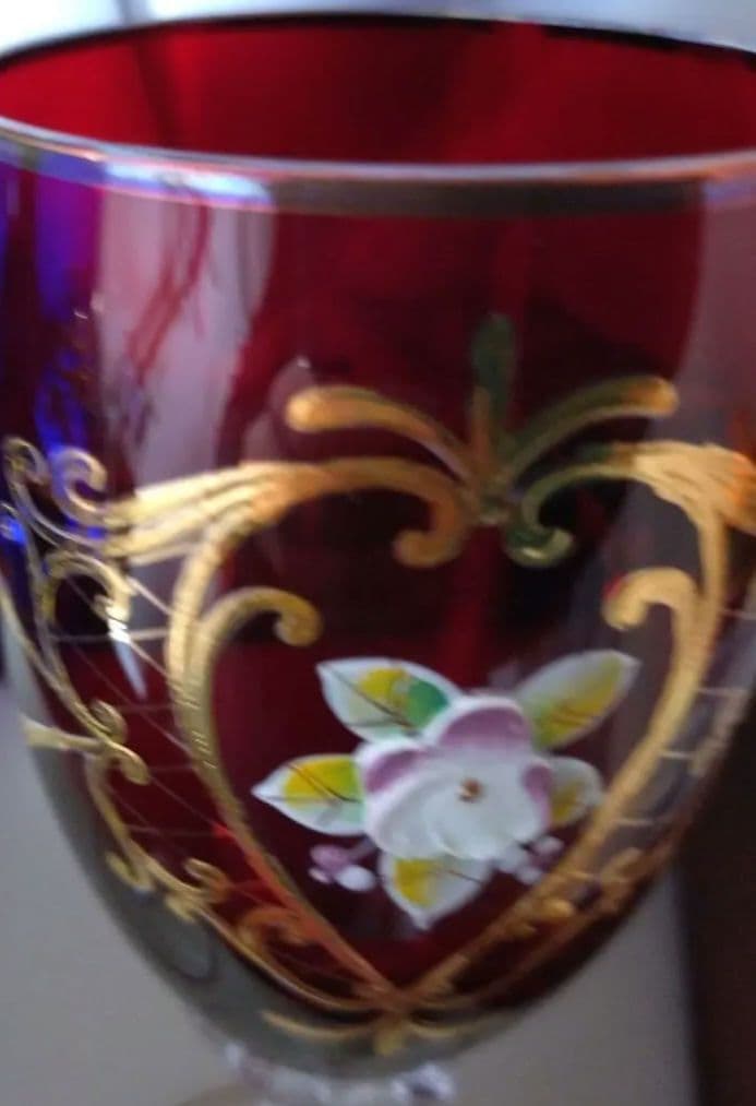 ベネチアングラス青赤2個セット ラグーナ・ムラノ・グラス