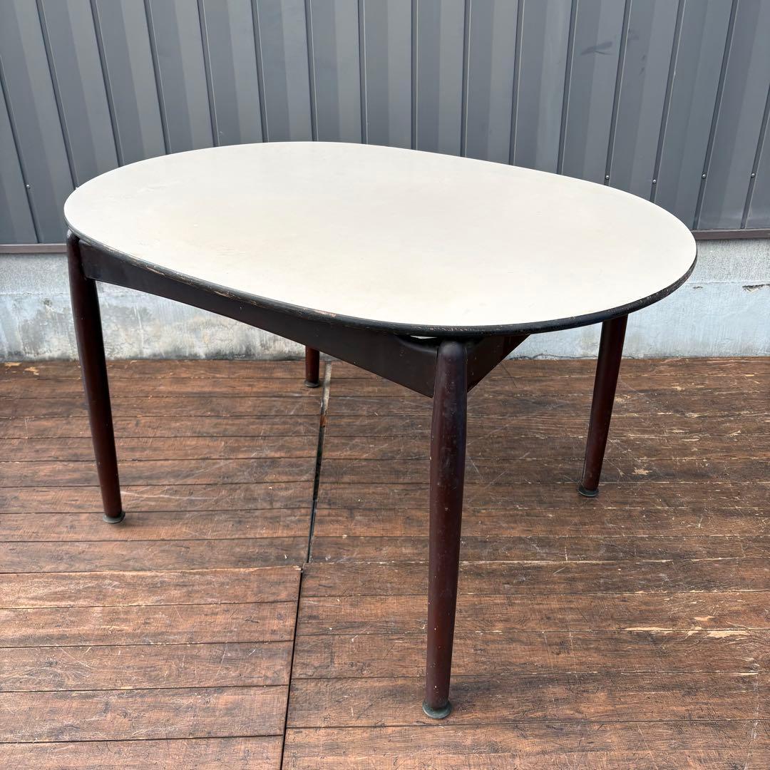 昭和レトロ 木製ダイニングテーブル 楕円形 オーバル型 ビンテージ ヴィンテージ