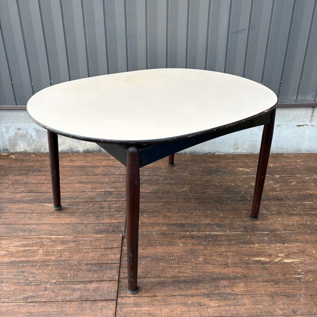 昭和レトロ 木製ダイニングテーブル 楕円形 オーバル型 ビンテージ ヴィンテージ