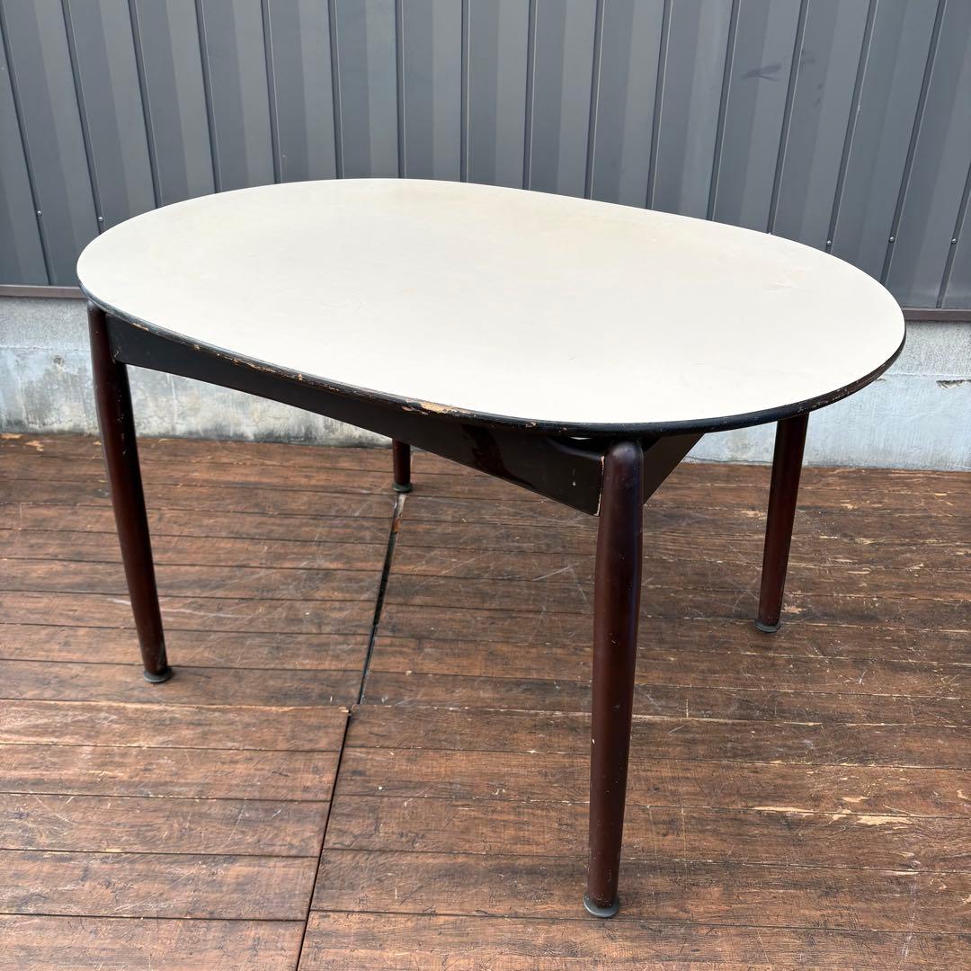 昭和レトロ 木製ダイニングテーブル 楕円形 オーバル型 ビンテージ ヴィンテージ