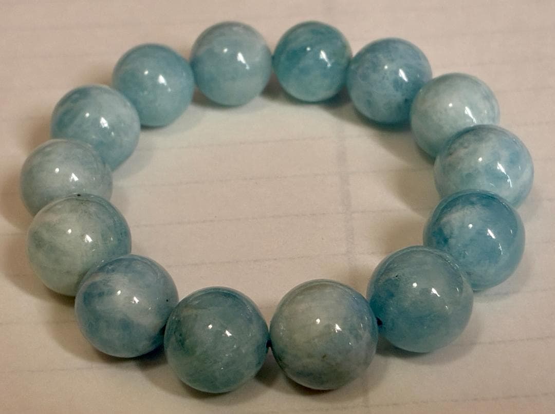 【証明書付】アクアマリン 14mm ブレスレット 【高品質】