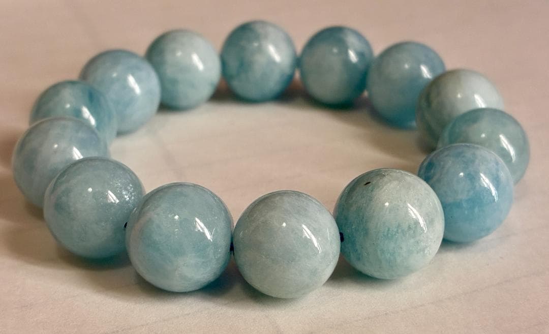 【証明書付】アクアマリン 14mm ブレスレット 【高品質】