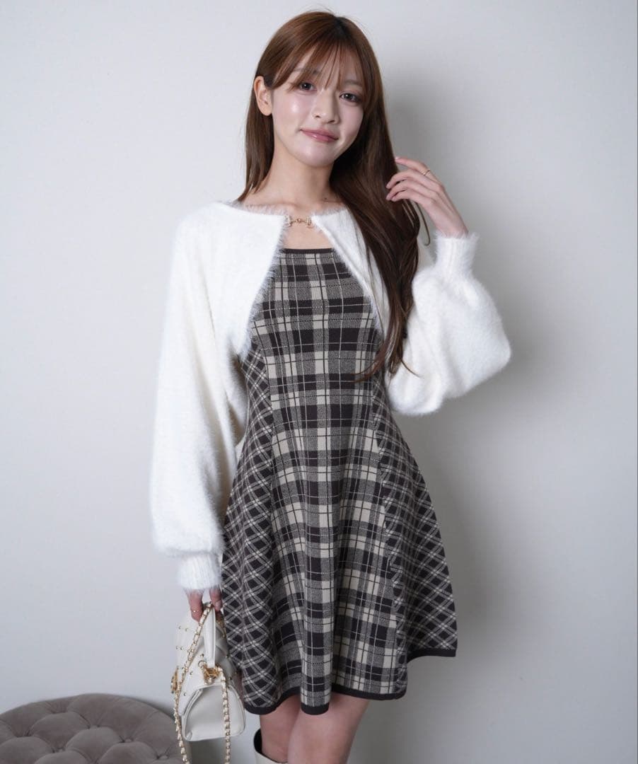 LIPSERVICE フェザーチェックアンサンブルワンピース