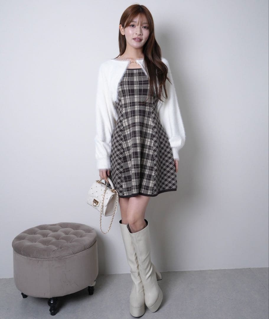 LIPSERVICE フェザーチェックアンサンブルワンピース