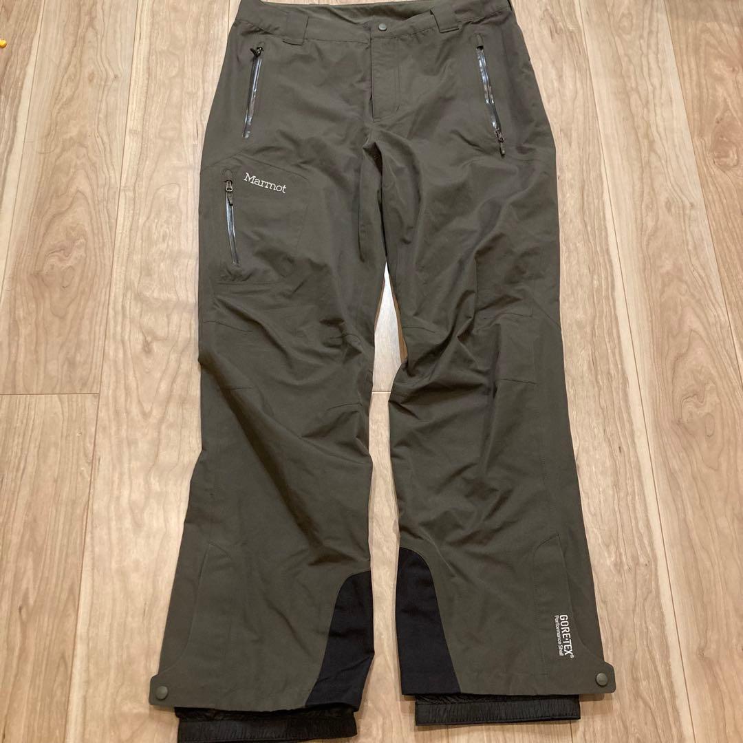 美品　【マーモット MARMOT】スノーパンツ ゴアテックス　L オリーブ