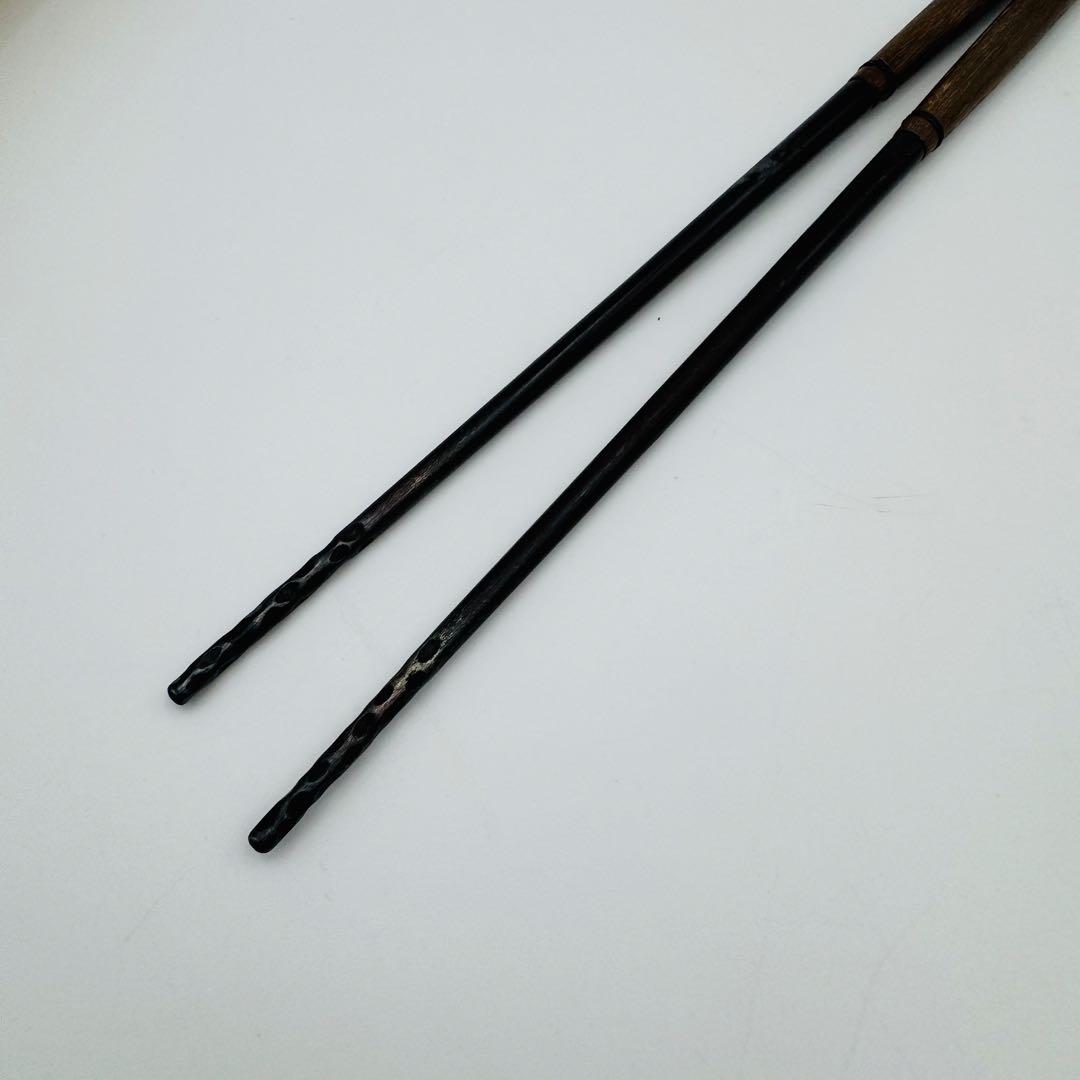 【釜師 高木治良兵衛 利休形　桑柄炉火箸　共箱】茶道具　骨董　アンティーク