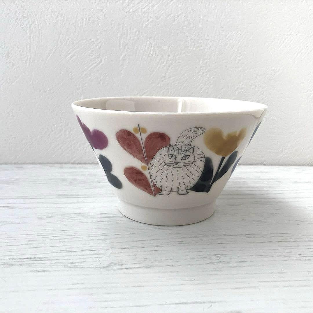 新品　リサラーソン　茶碗　フラワー　猫　ねこ　ネコ　キャット