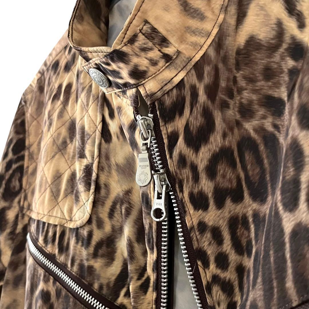 00s TORNADO MART ヒョウ柄 ポリ ライダースジャケット グランジ