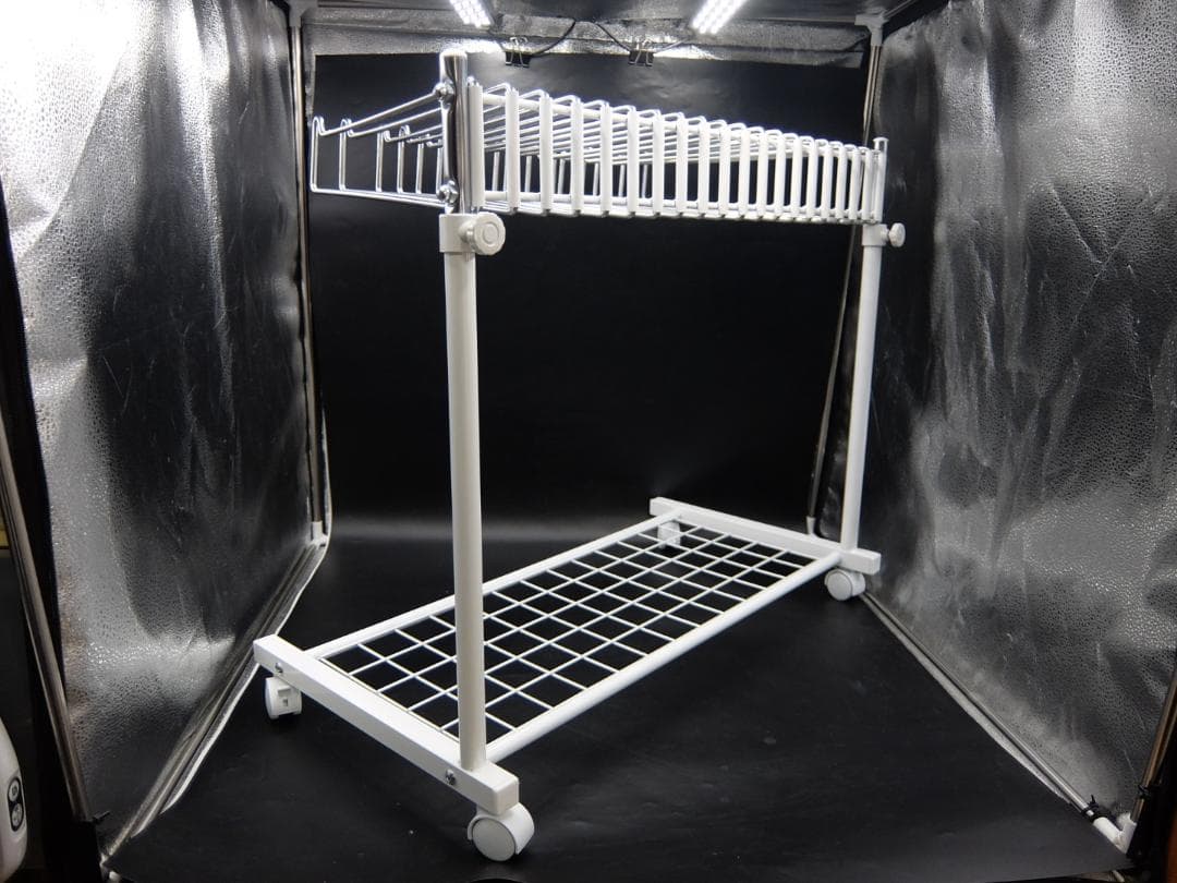 川口工器　スラックスハンガー 20本掛け 棚付き 高さ伸縮