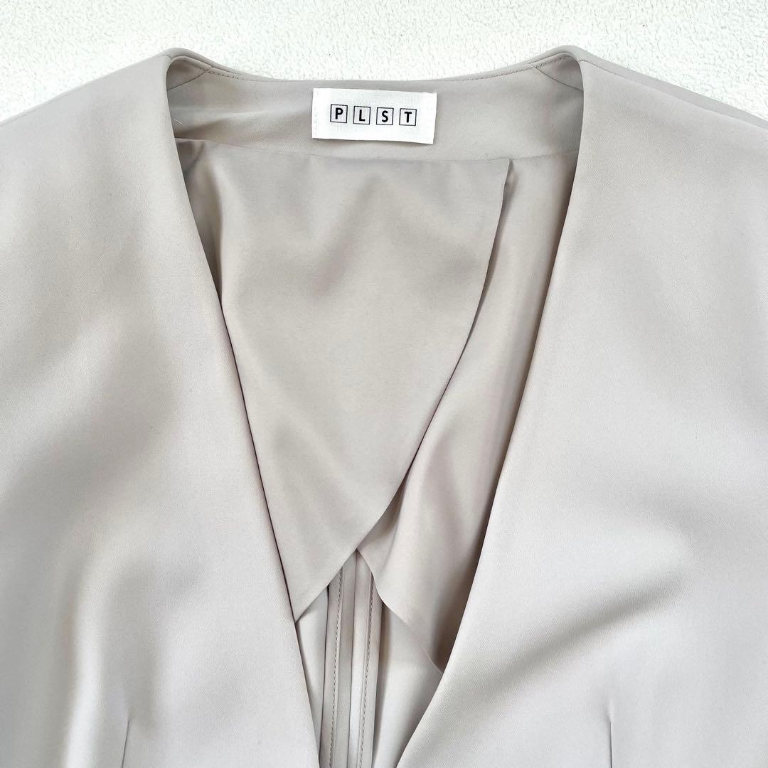 美品✨プラステ ノーカラー パンツ スーツ セットアップ グレー ネイビー