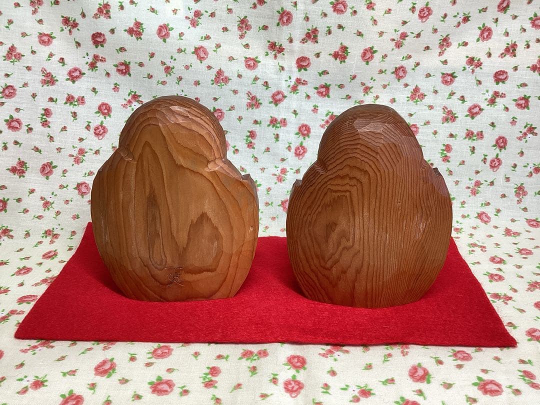 【未使用】フクロウ　木彫り　置物　一刀彫　イチイ　木製　雛人形　ふくろう　日本製