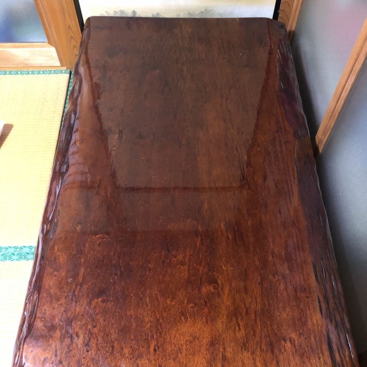 ブビンガ　一枚板　座卓