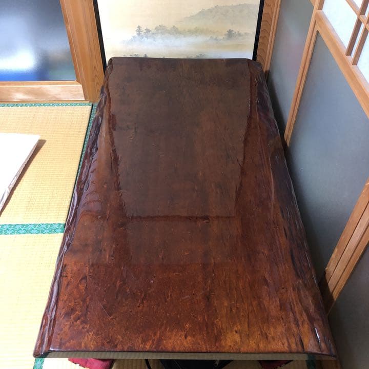 ブビンガ　一枚板　座卓