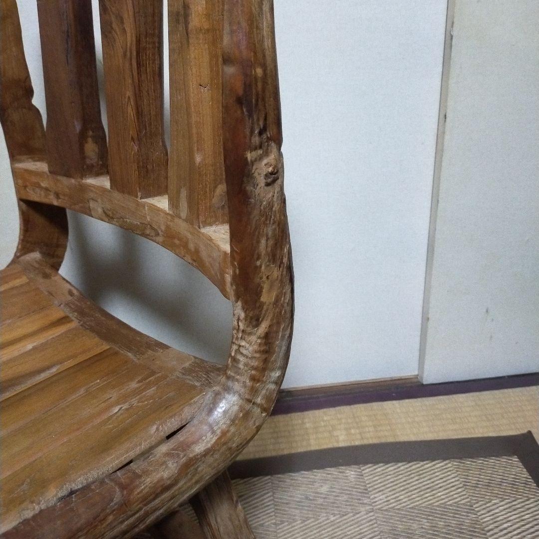 【直接引取り限定!】オールドチーク　無垢材　ナチュラルウッド　チェア　東南アジア