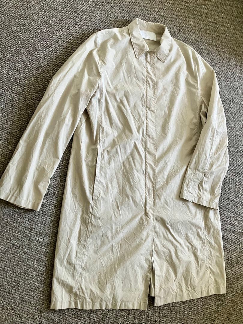 PRADAプラダコットンナイロンベージュ ステンカラーコート 44