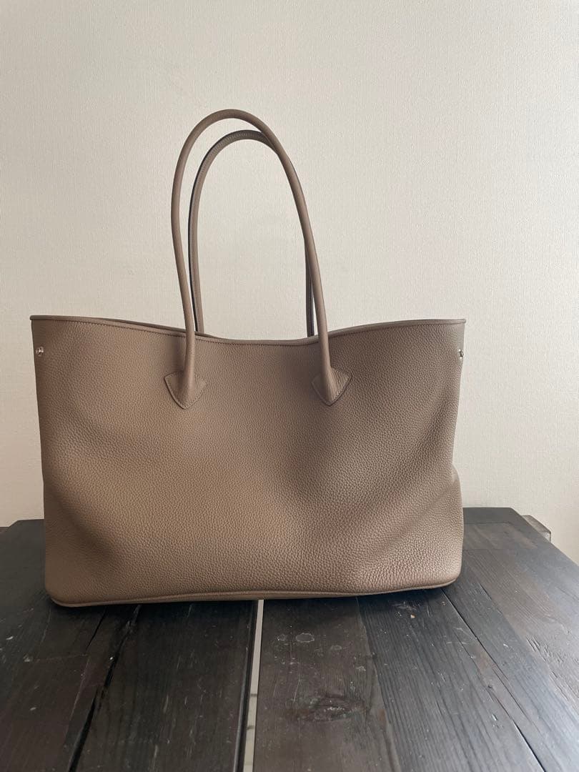 【新品未使用近】ジャーマンシュリンクレザー トートバッグ トープ