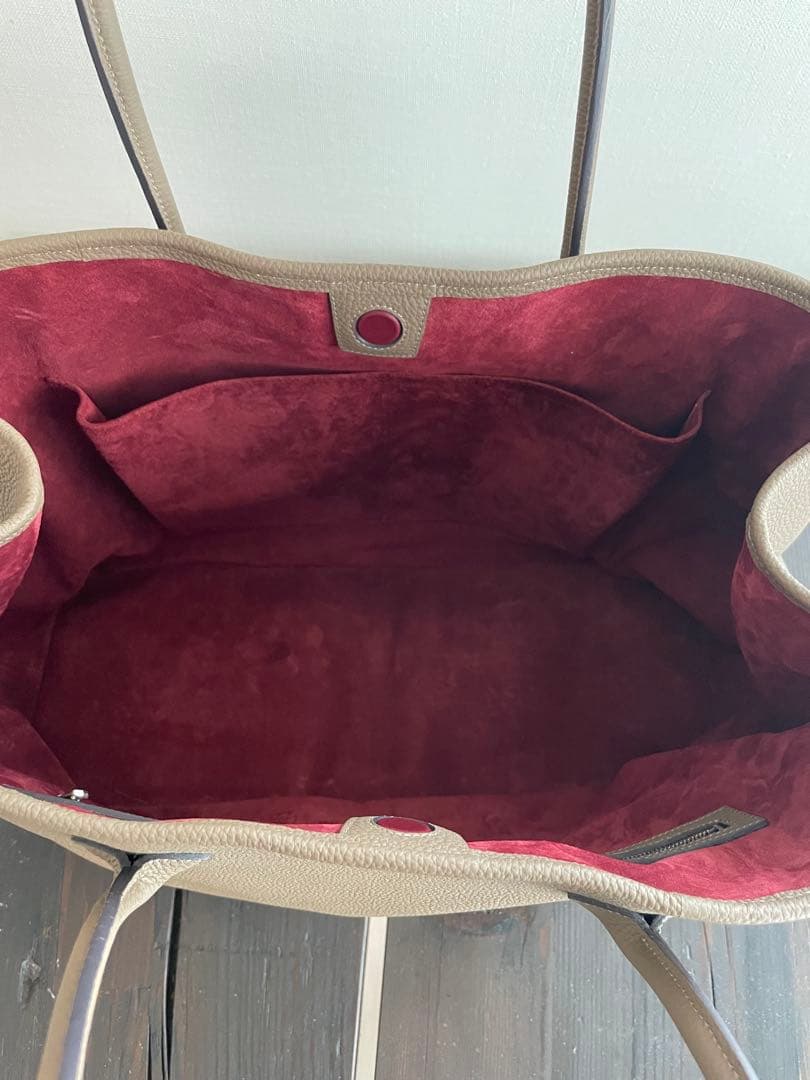 【新品未使用近】ジャーマンシュリンクレザー トートバッグ トープ