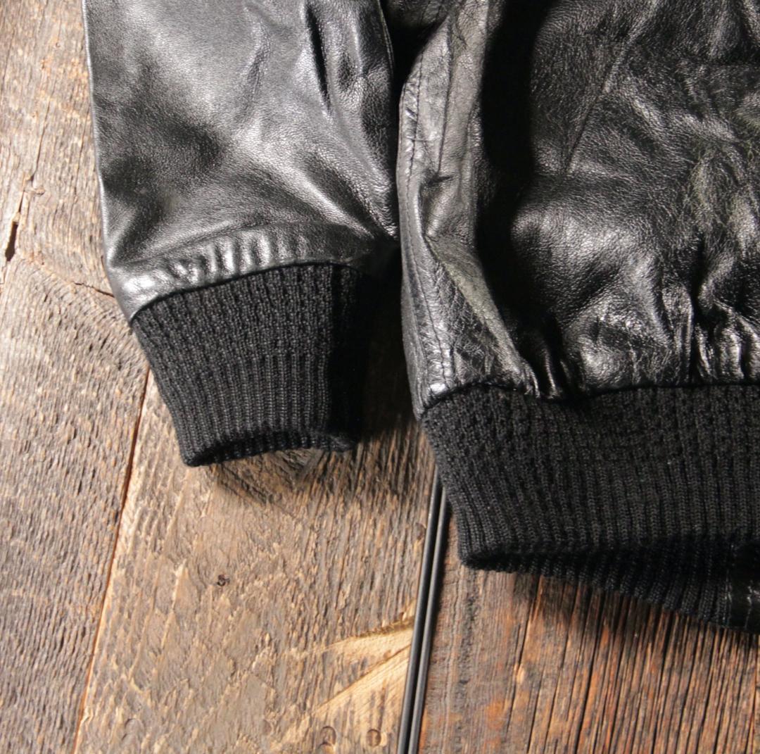 古着　６０−７０s 本革　ライダース　レザージャケット　ブラック　LL 黒.