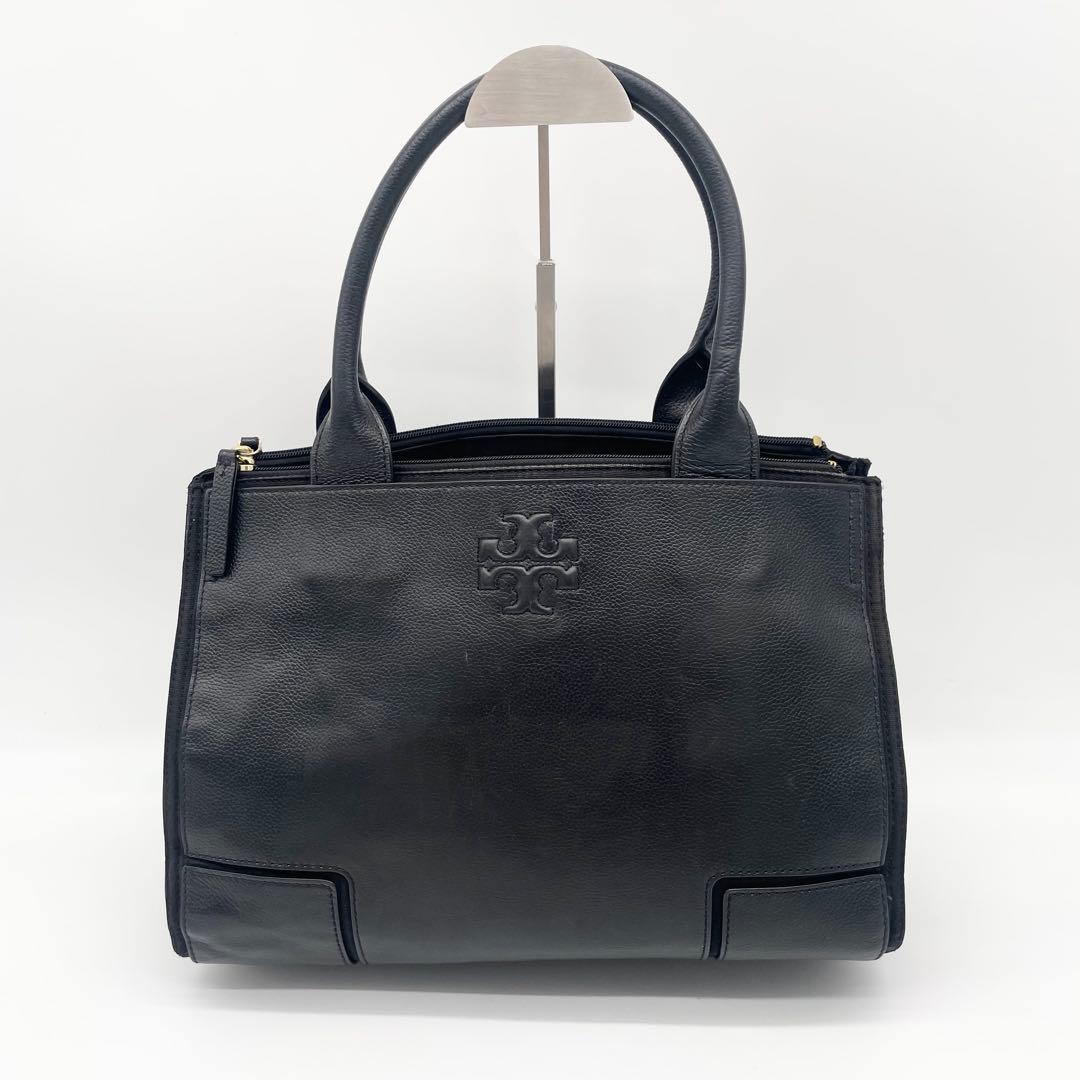 美品 トリーバーチ レザー トートバッグ エラ エンボス ブラック　A4可