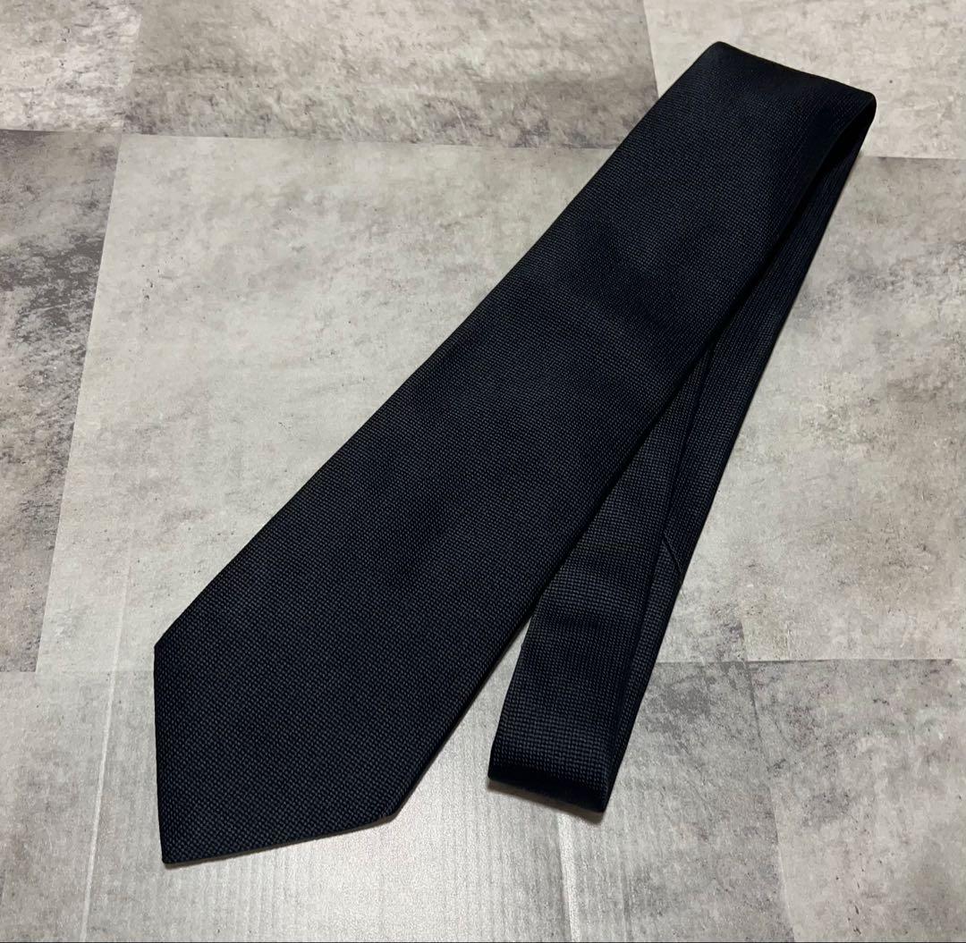 BEAMS F ネクタイ ソリッド ブラック 肉厚