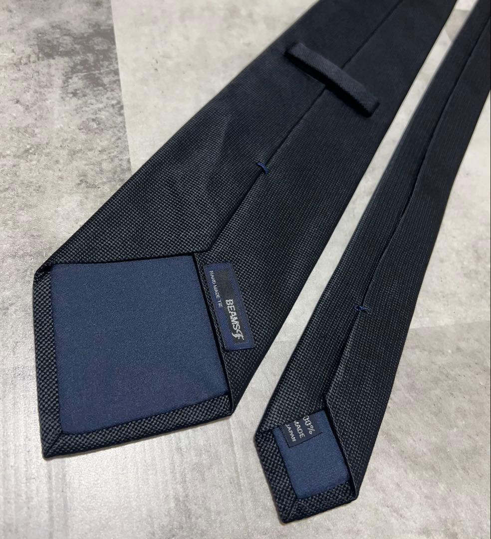 BEAMS F ネクタイ ソリッド ブラック 肉厚