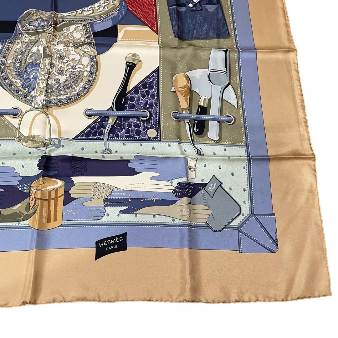 美品‼️HERMES TOUT CUIR　すべて革柄 箱付シルクカレ90希少