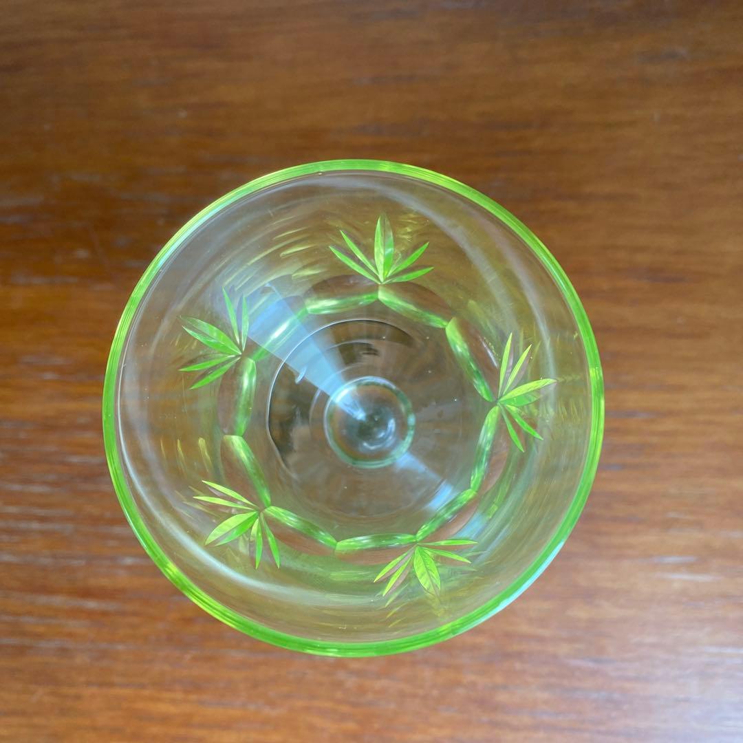 稀少☆イギリス ビンテージ ウランガラス ワイングラス　5個セット