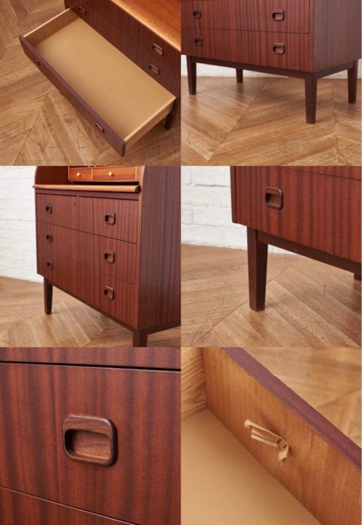 北欧家具　鍵付　スウェーデン　ヴィンテージ　バレル型　ライティングビューロー