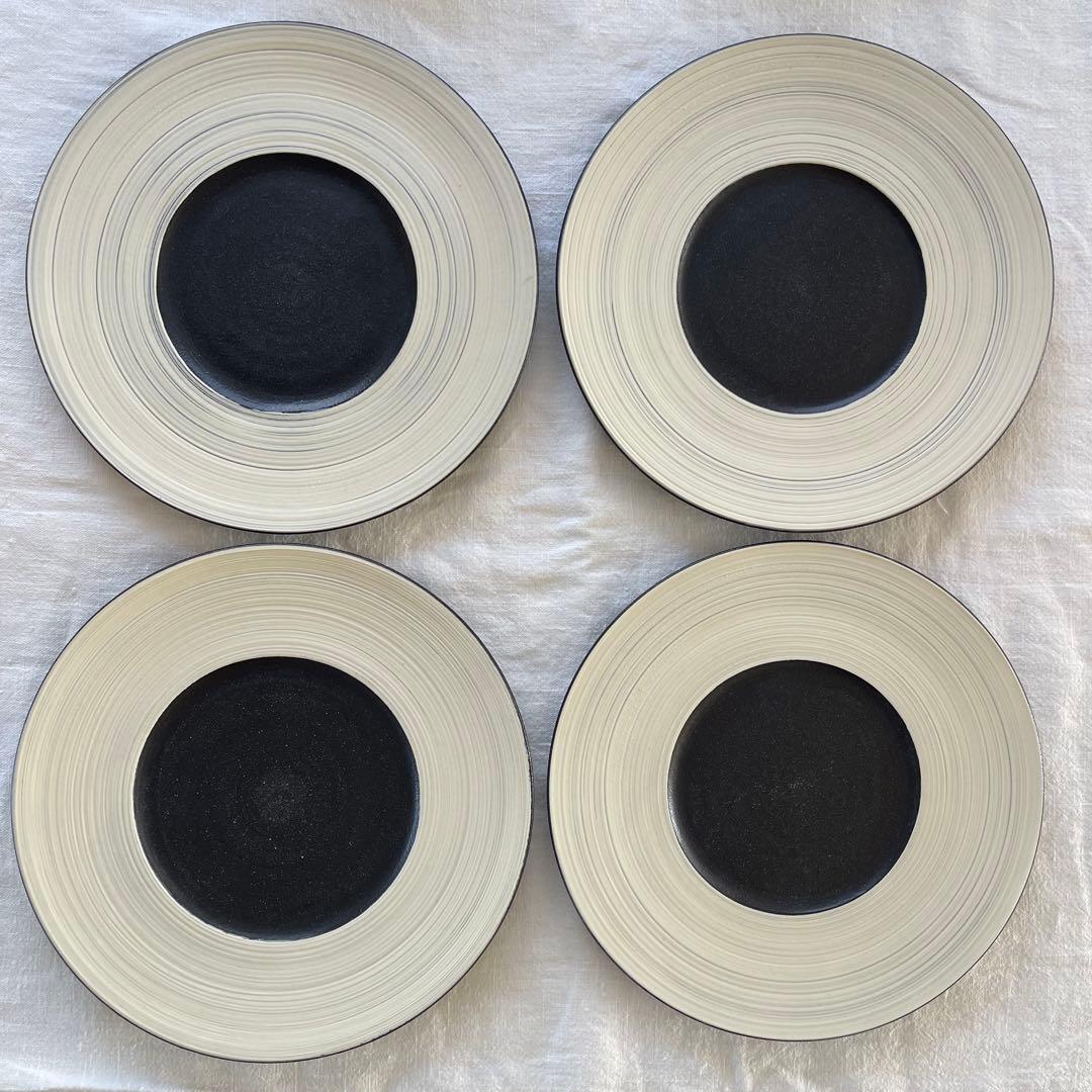 人気作家 奥田章さんの刷毛目ディナープレート　4枚セット