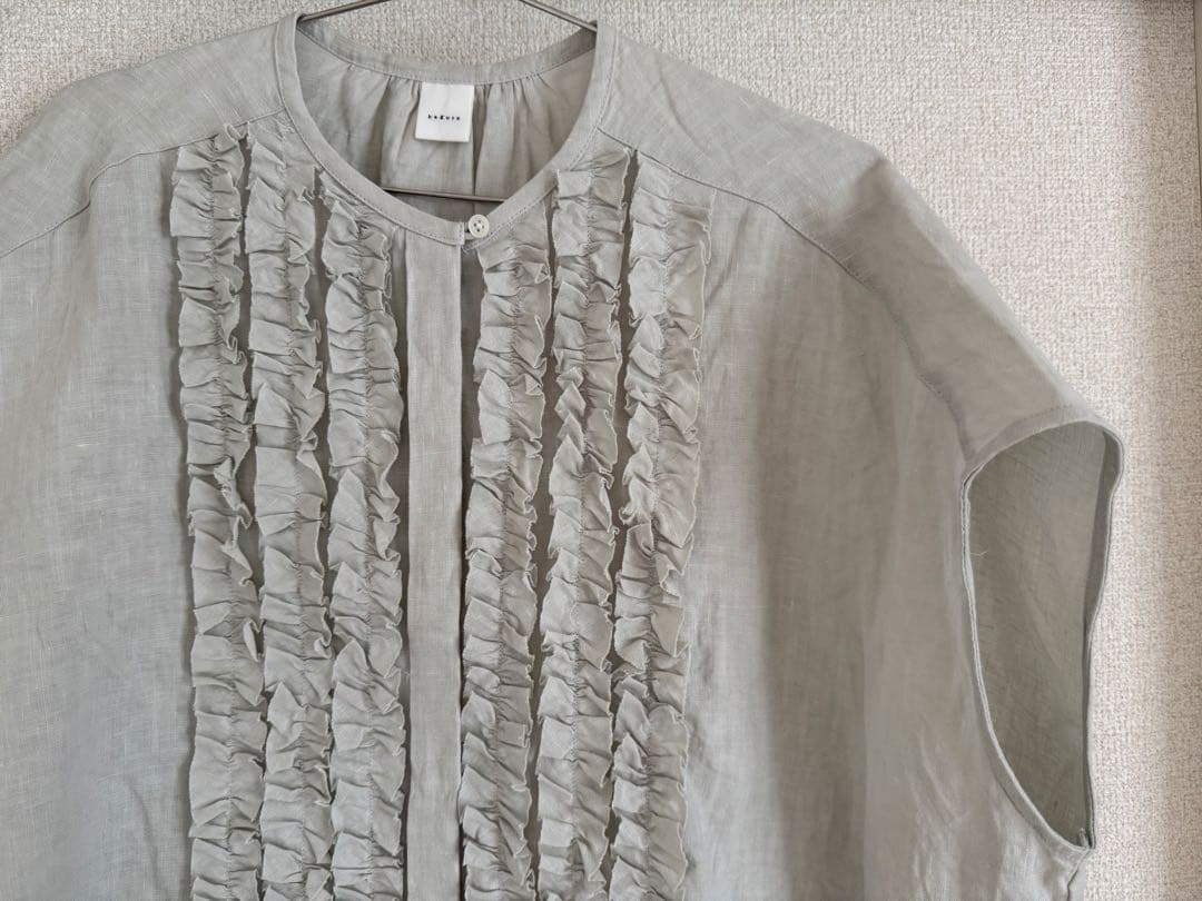 かぐれ リネンフリルフレンチワイドシャツ SMOKESAGE