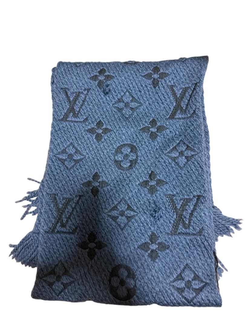 ルイ・ヴィトン エシャルプ・ロゴマニア マフラー モノグラム ブルー