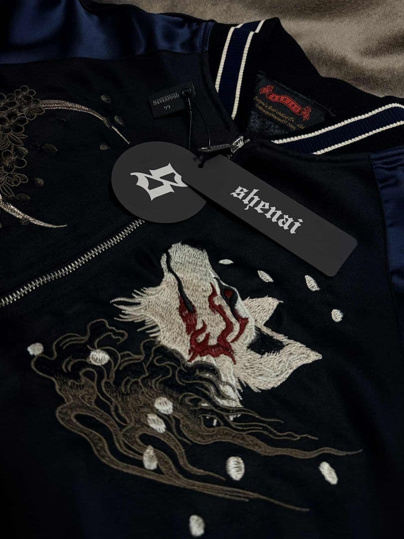 未使用 キツネ 狐 桜 SKAJAN スカジャン ネイビー vintage 美品