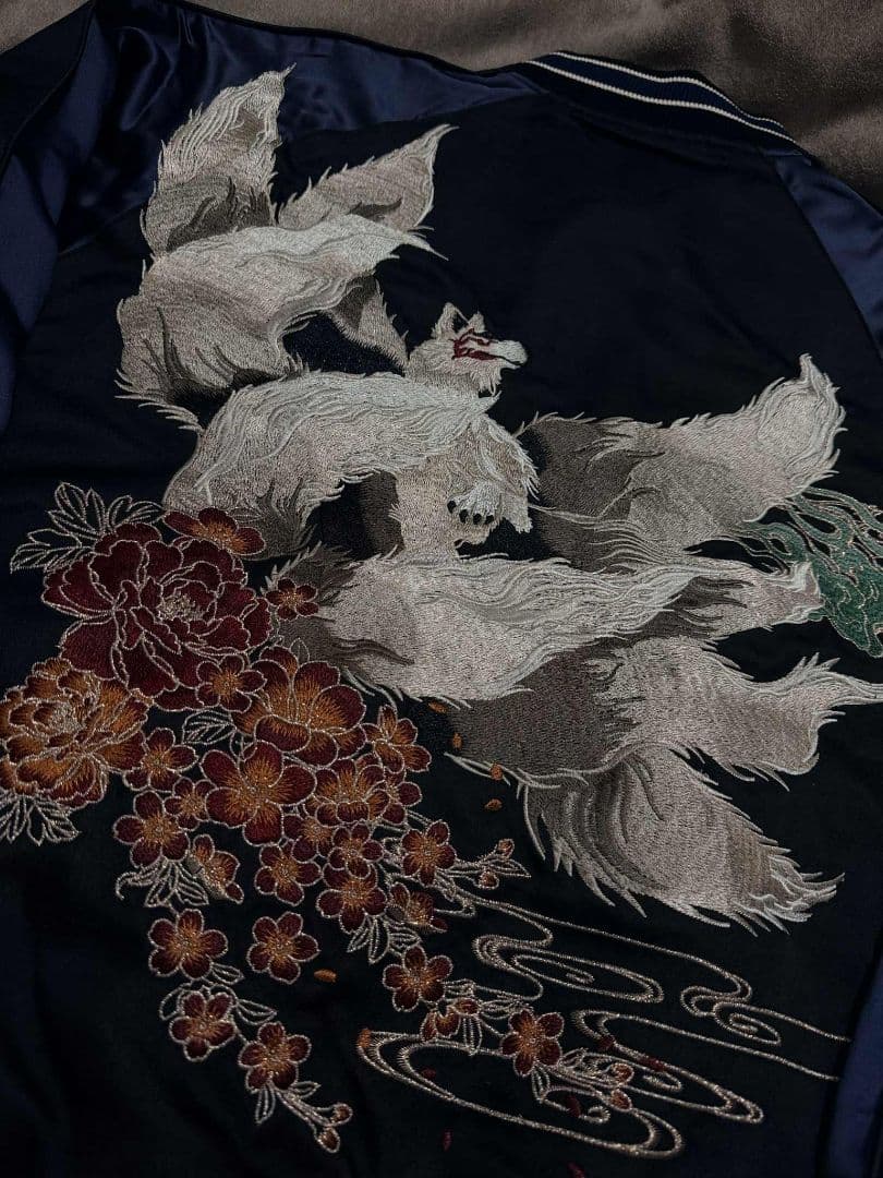 未使用 キツネ 狐 桜 SKAJAN スカジャン ネイビー vintage 美品