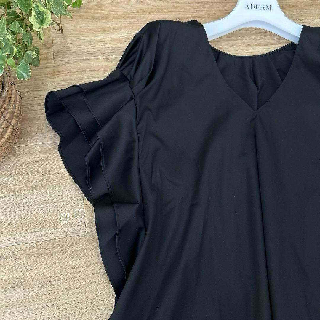 ADEAMアディアム　ショルダーカスケード0　フリルスリーブブラウス　ブラック