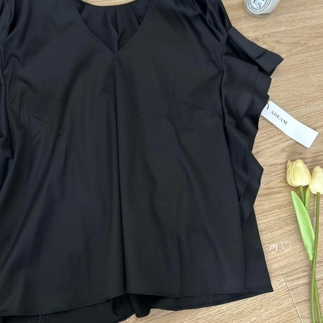 ADEAMアディアム　ショルダーカスケード0　フリルスリーブブラウス　ブラック