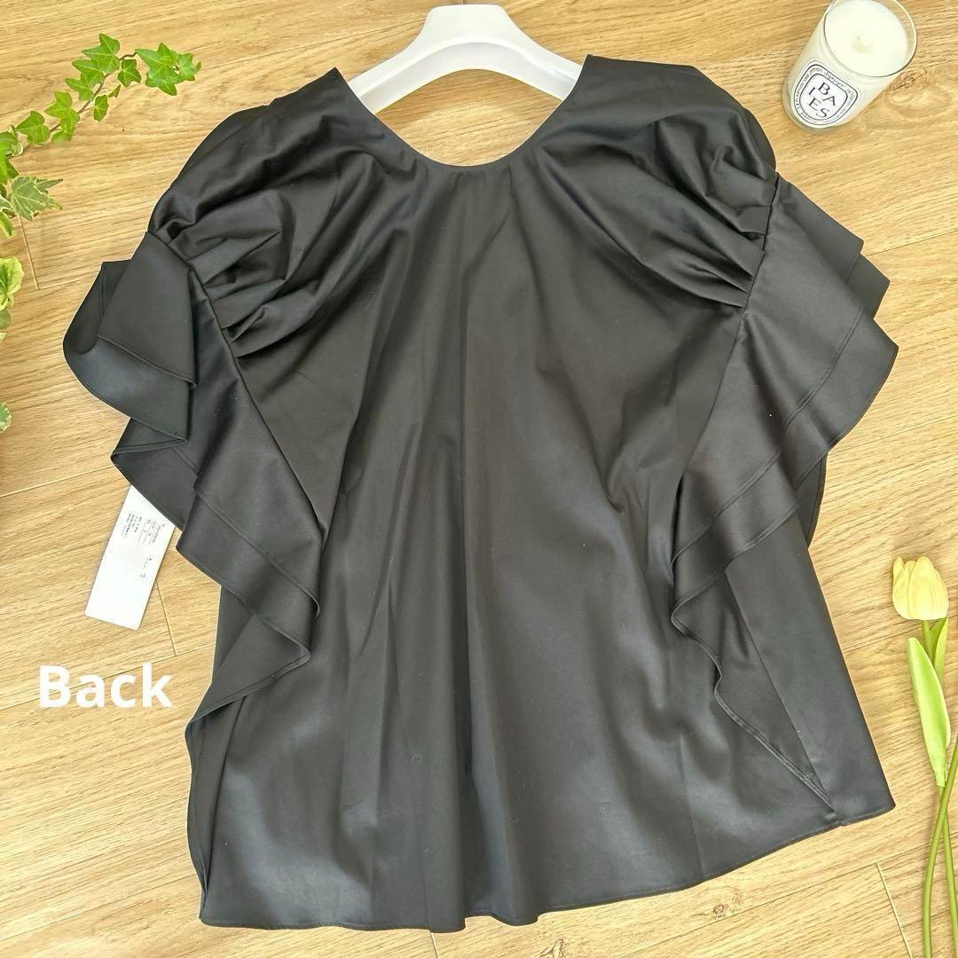 ADEAMアディアム　ショルダーカスケード0　フリルスリーブブラウス　ブラック