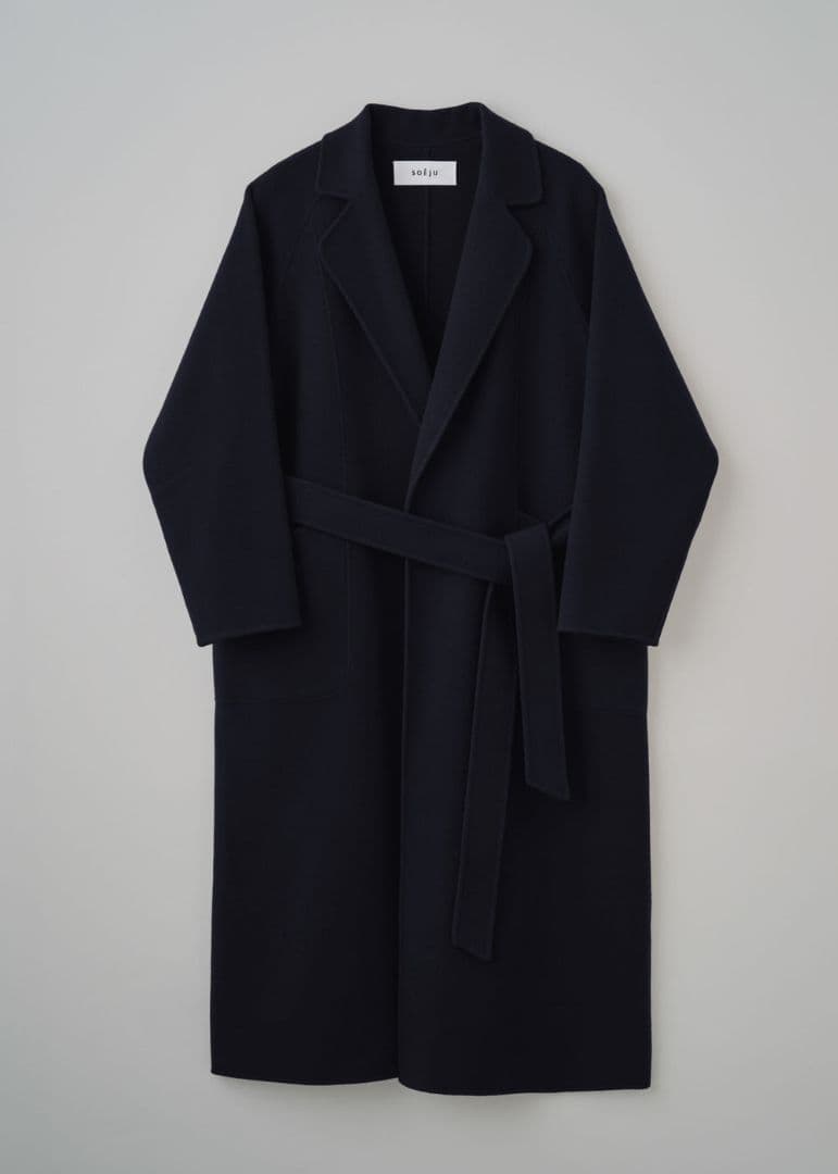 【週末限定お値引き】SOÉJU ウールリバーローブコート 　ネイビー