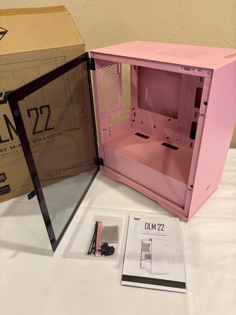 【美品】DLM 22 桜色 ピンク 自作PCケース ガラスパネル
