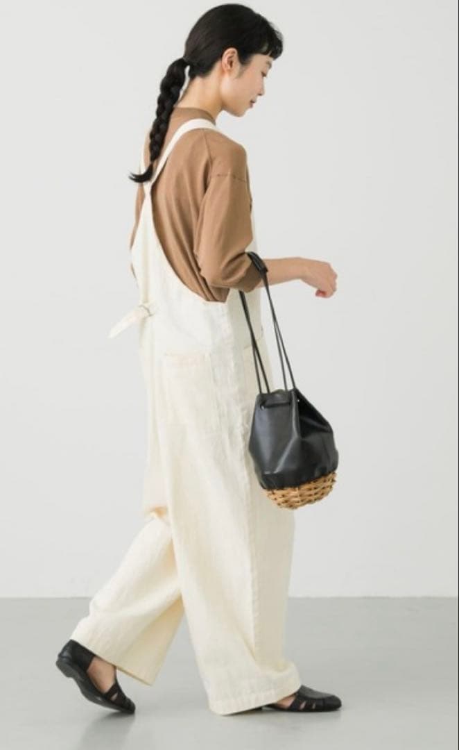 かぐれ⑅*コットンサロペット　オーバーオール 生成　アイボリー　大人カジュアル