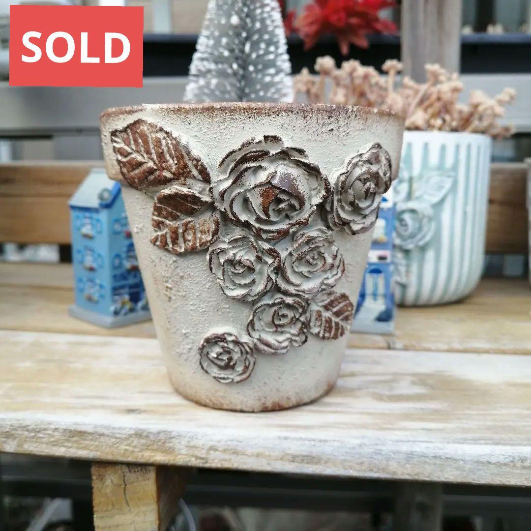 E-108. 素焼き リメイク鉢　アンティーク風 ハンドメイド 多肉植物