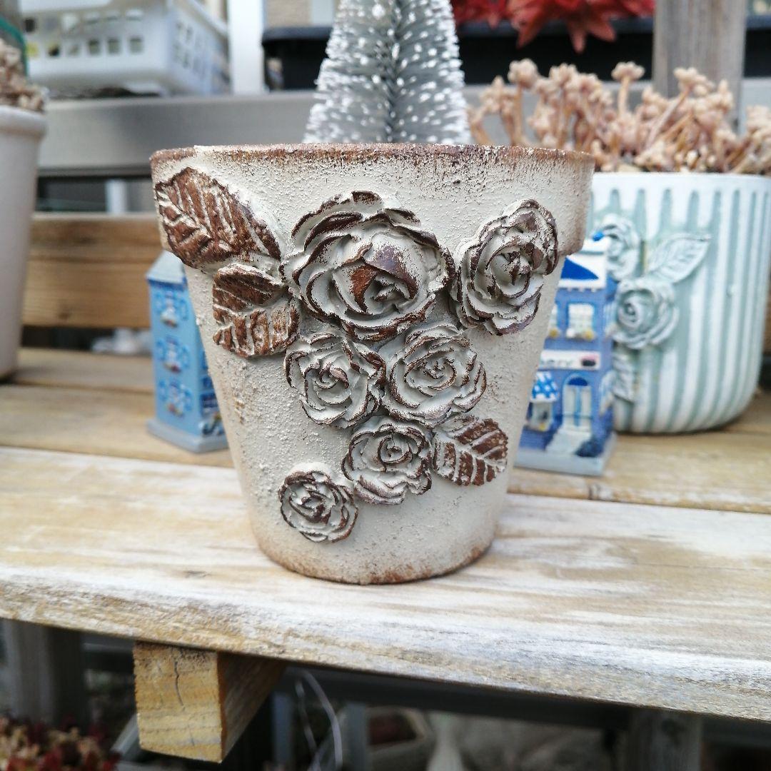 E-108. 素焼き リメイク鉢　アンティーク風 ハンドメイド 多肉植物