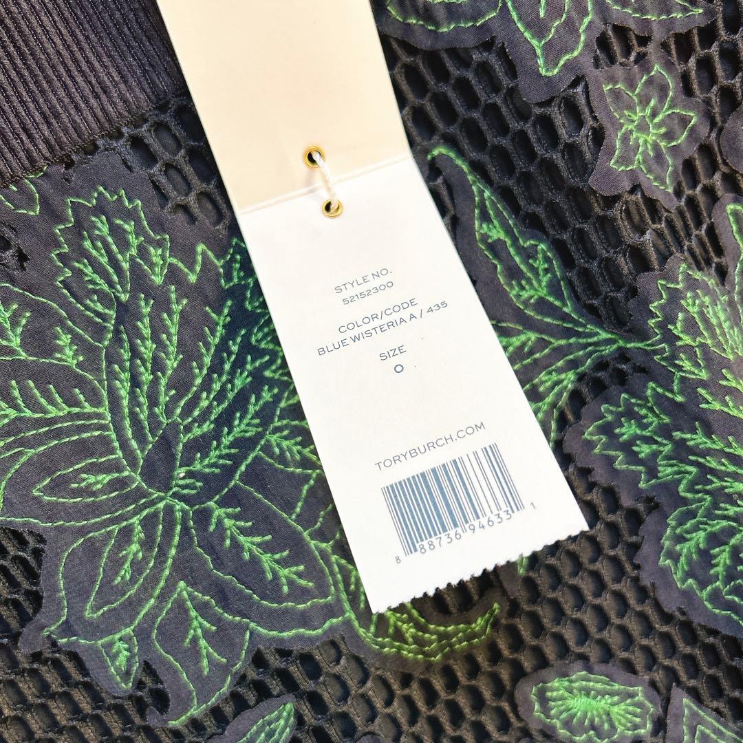 タグ付き新品　トリーバーチ　花柄ワンピース　刺繍　ネイビー　グリーン　海外0