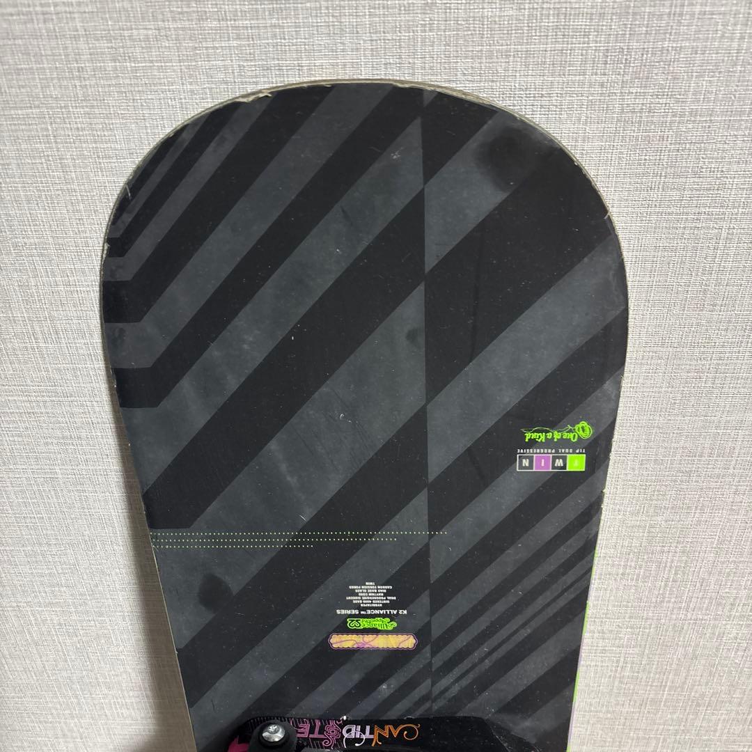 K2スノーボード ブラック/イエロー バインディング ワックス、ボードケース付き