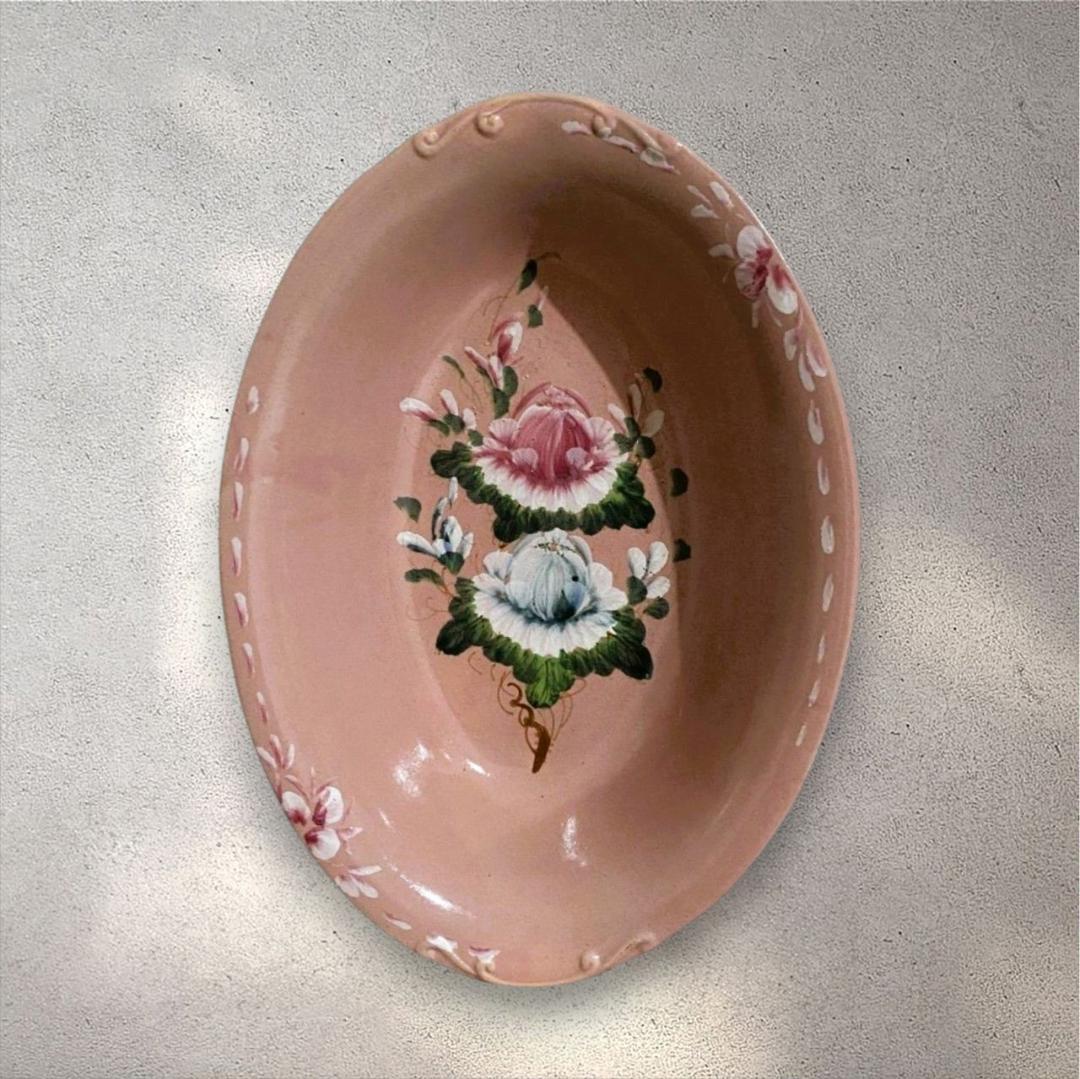 (VNEM1-14-2) ベトナム ソンベ焼き 深皿 ピンク ナンセラミック