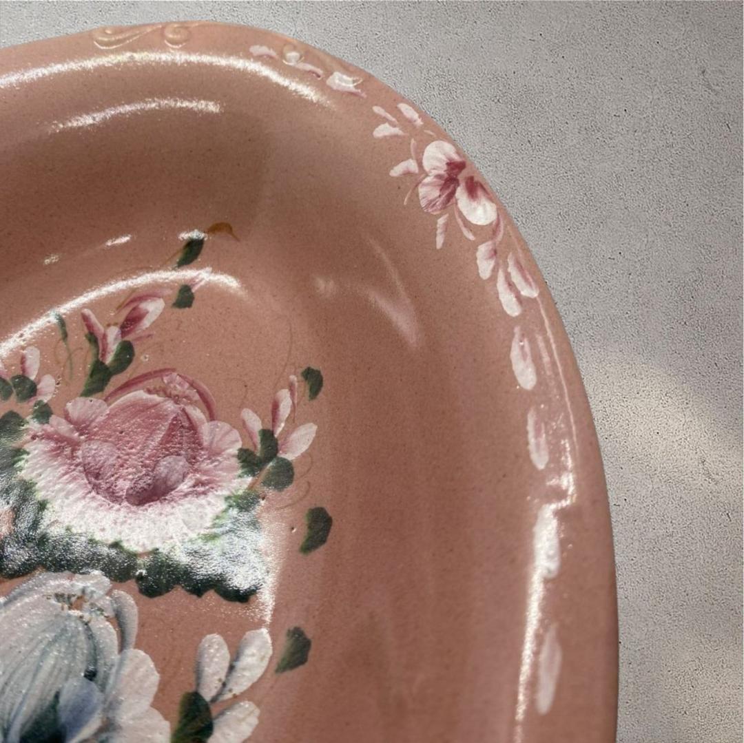 (VNEM1-14-2) ベトナム ソンベ焼き 深皿 ピンク ナンセラミック