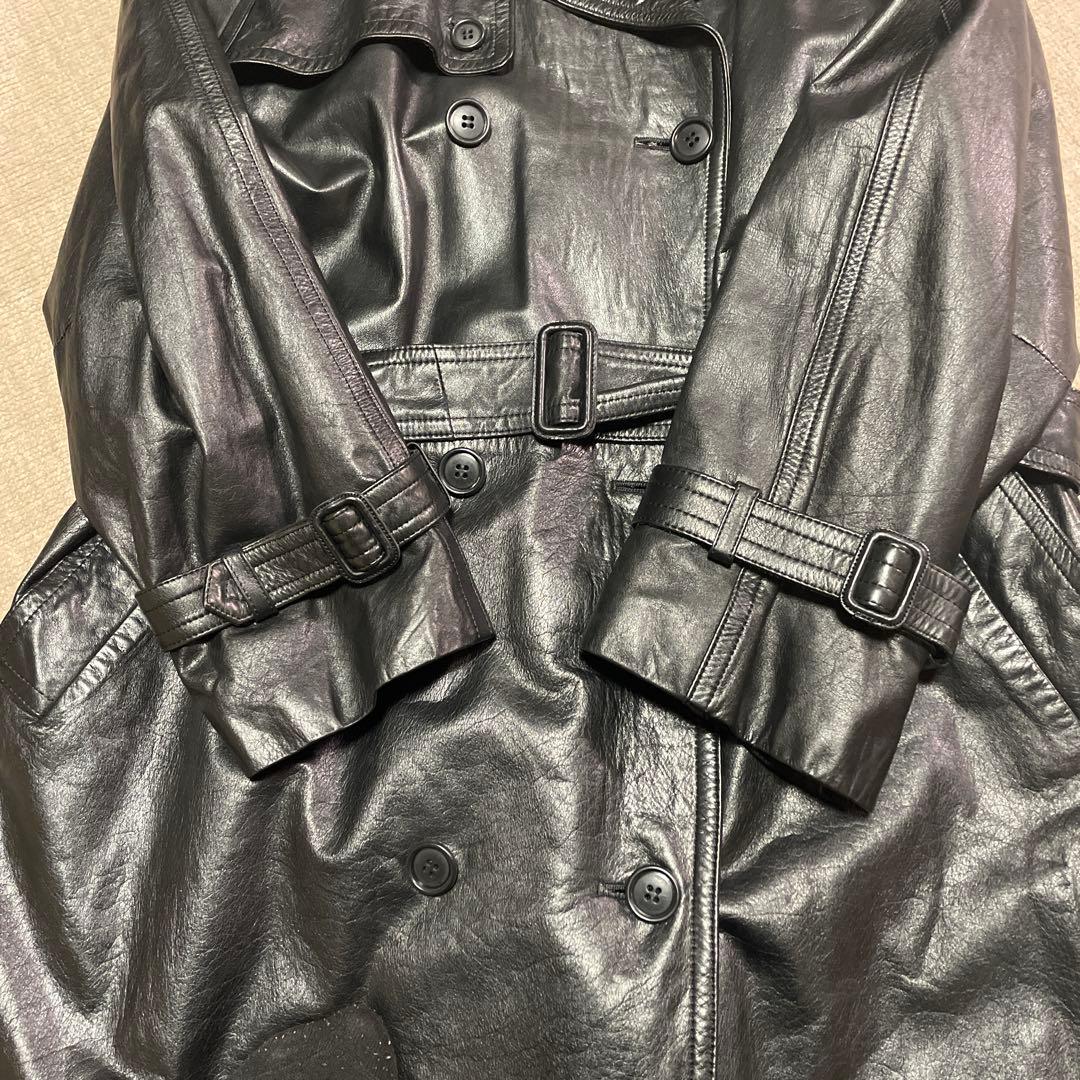 マトリックス　牛革　ART GLENHILL 黒 レザートレンチコート LL