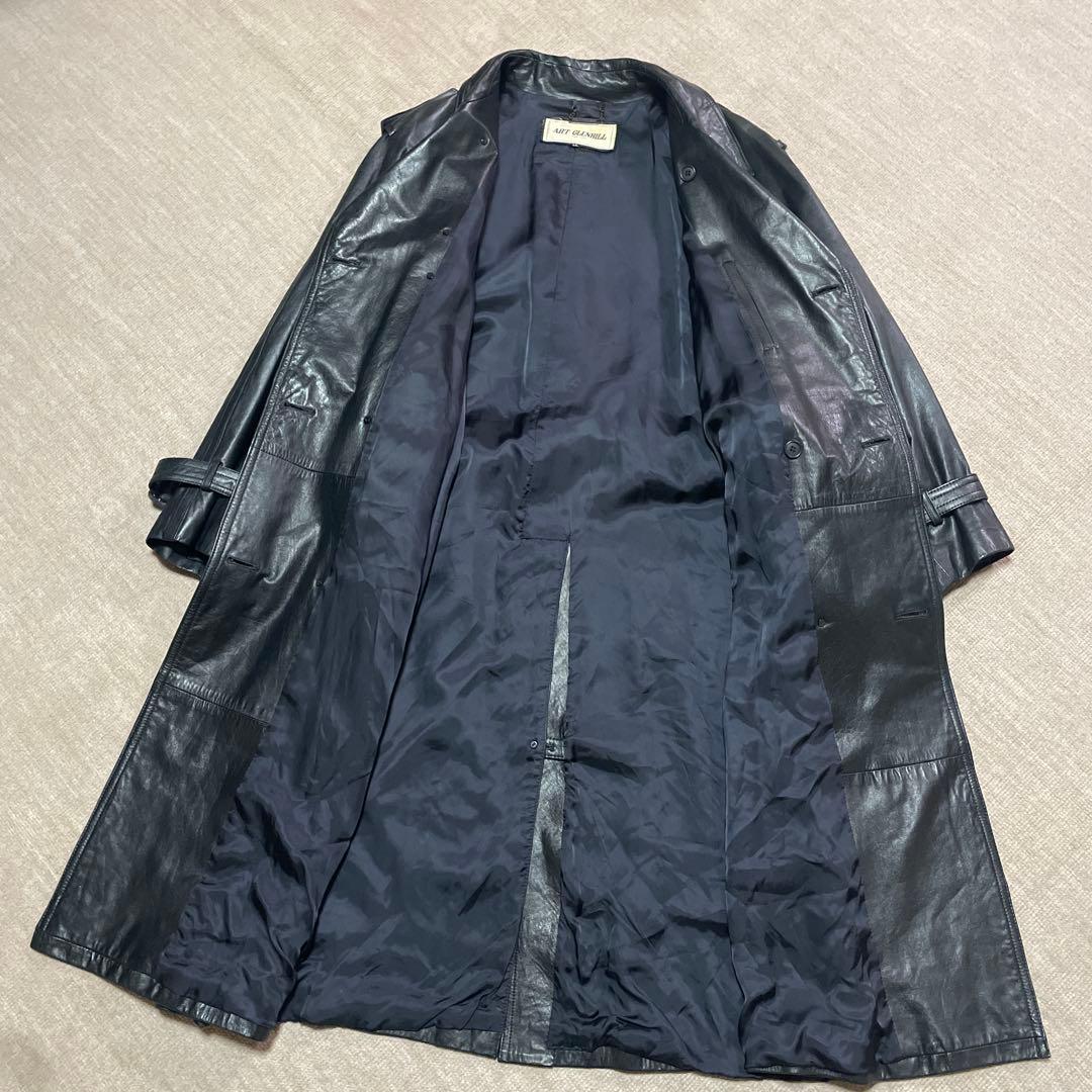マトリックス　牛革　ART GLENHILL 黒 レザートレンチコート LL