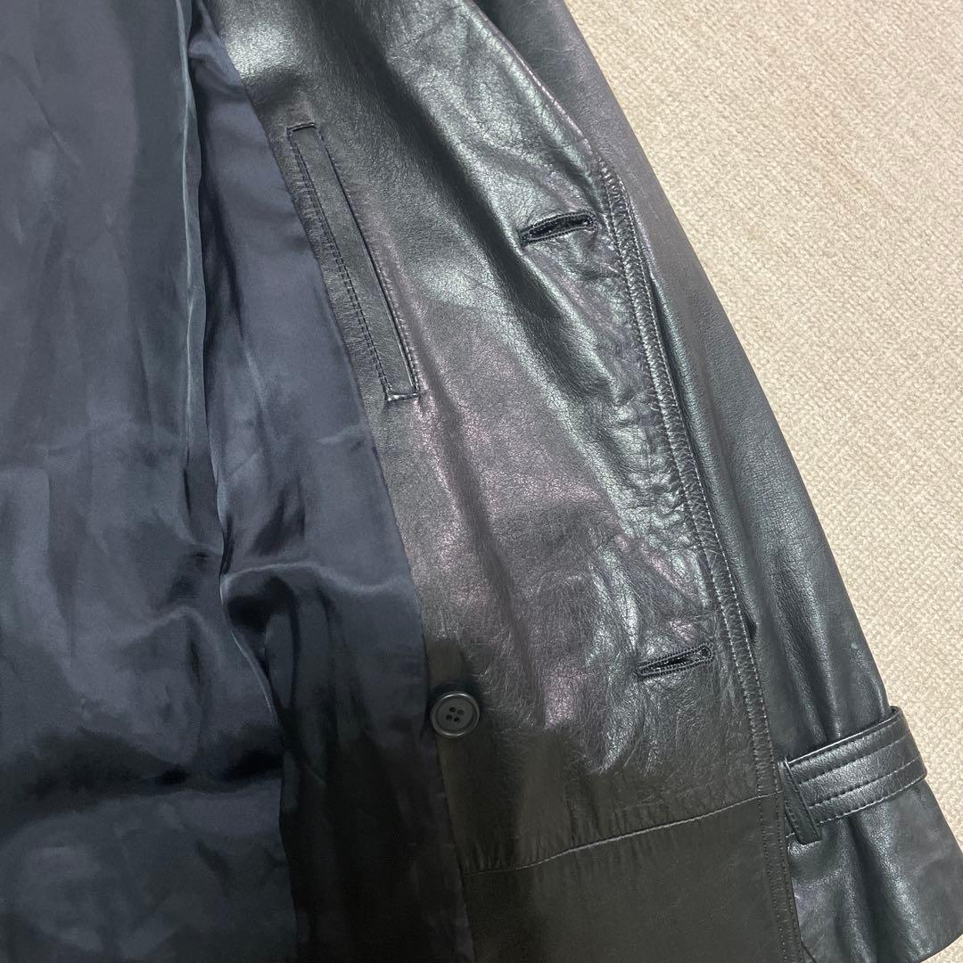 マトリックス　牛革　ART GLENHILL 黒 レザートレンチコート LL